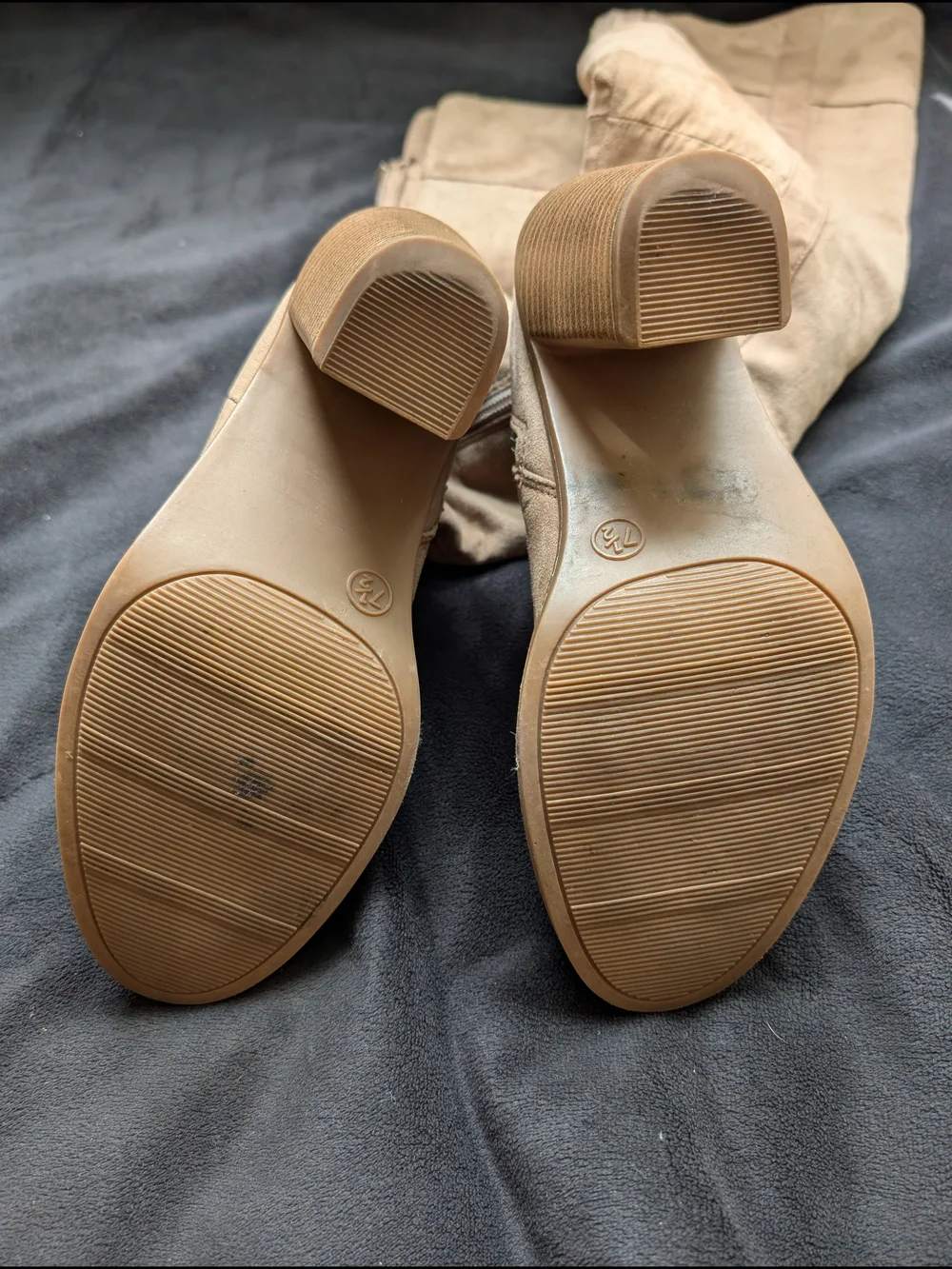 Over-the-Knee Suede Block Heel Boots in Taupe